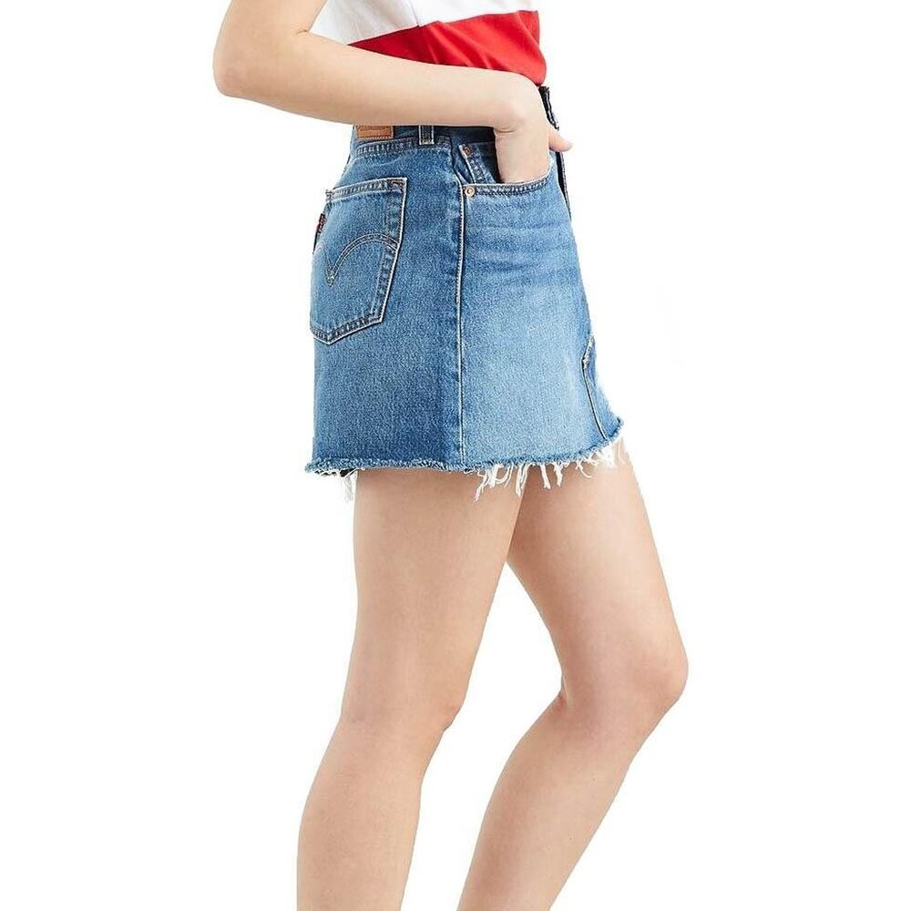 Levi's Deconstructed Button Fly Denim Cut Off Jean Skirt Blue Women's 32 H11823 - Picture 16 of 16